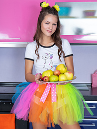Find-Best-Teens.com presents: Mind blowing and breathtaking brunette beauty playing with fruits after she gets fully naked for the camera.