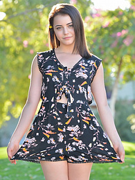 Find-Best-Teens.com presents: Svelte american dark-haired teen Kylie Quinn in shorts toys her twat outdoor